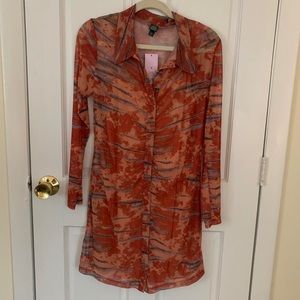 Patterned Long Sleeve T-Shirt Dress